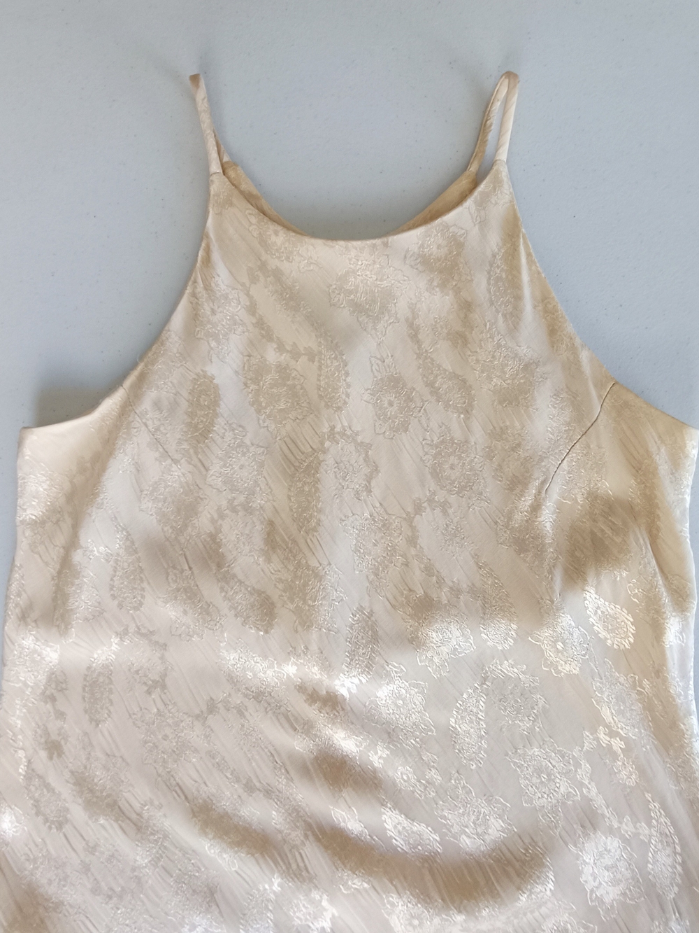 Vintage ALGO Ivory Paisley Jacquard Bias Cut Maxi Dress Size 12 Bridal Shower - Picture 5 of 12
